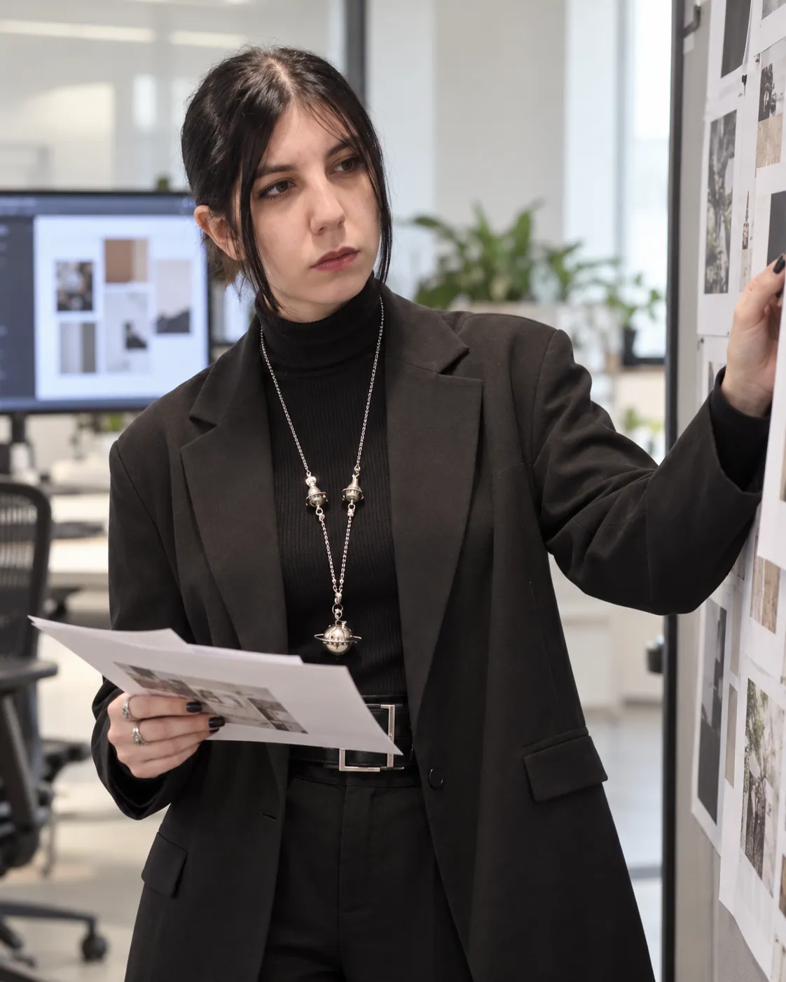 Diseñadora de Digie revisando un moodboard