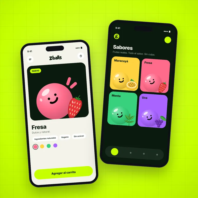 App de Zballs en dos celulares